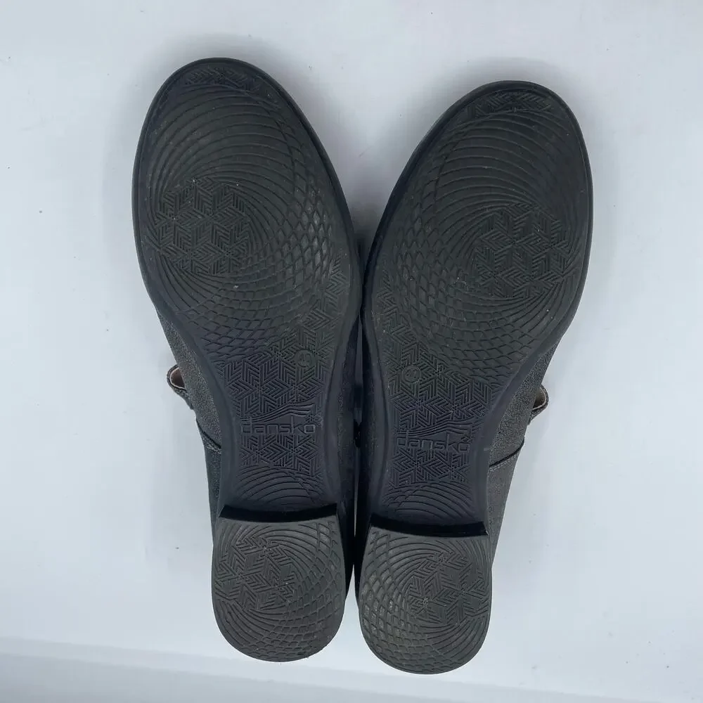 Dansko Kaelyn Mary Jane Shoes Comfort Graphite Metallic Women 40 9.5 10